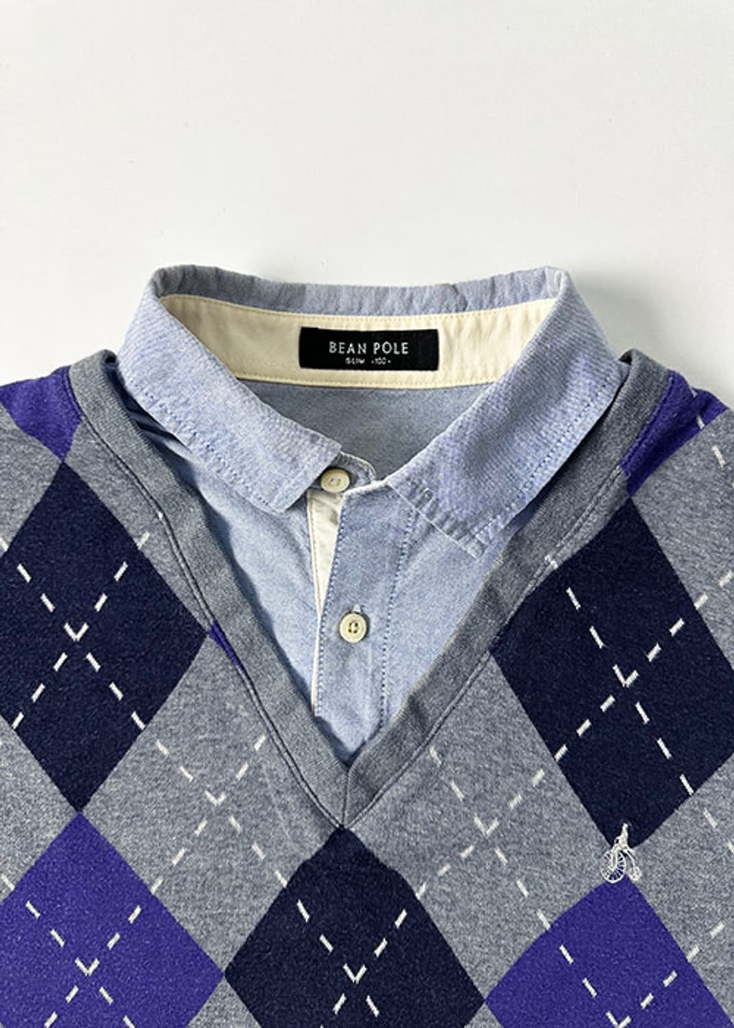 [100] 빈폴 슬림핏 셔츠 아가일 티셔츠 상품이미지5