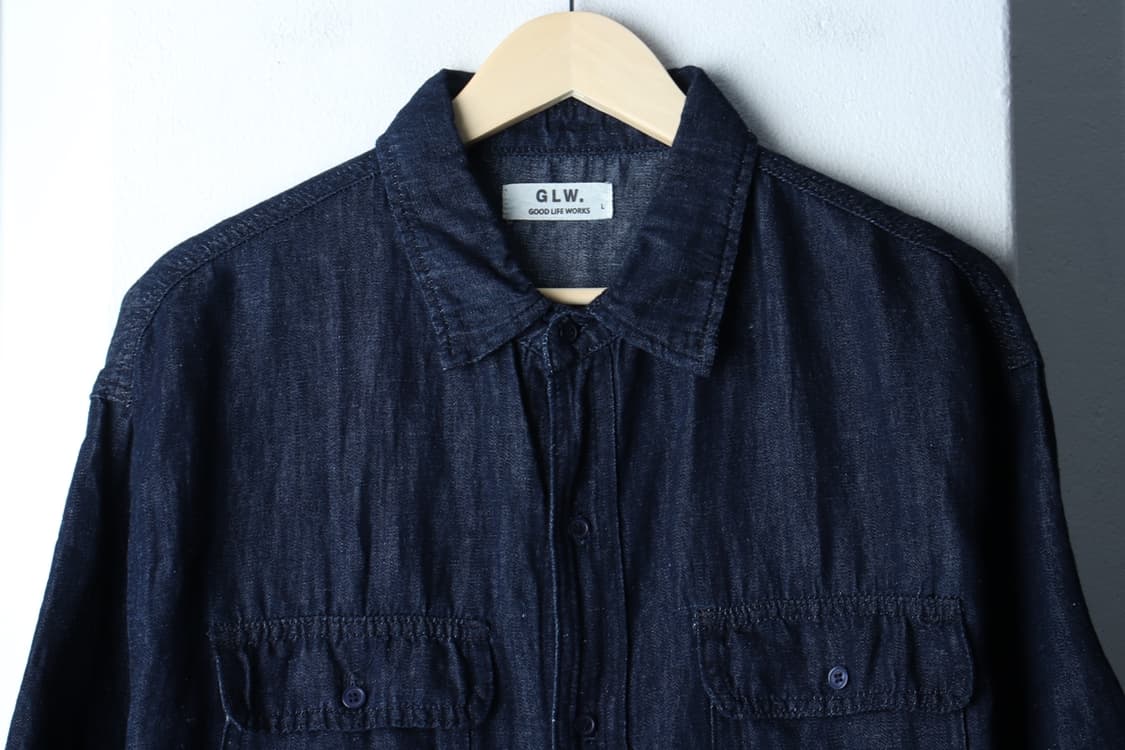 (L-XL) 굿라이프웍스 반팔 카라 티셔츠 셔츠 남방 데님-H32745 상품이미지3