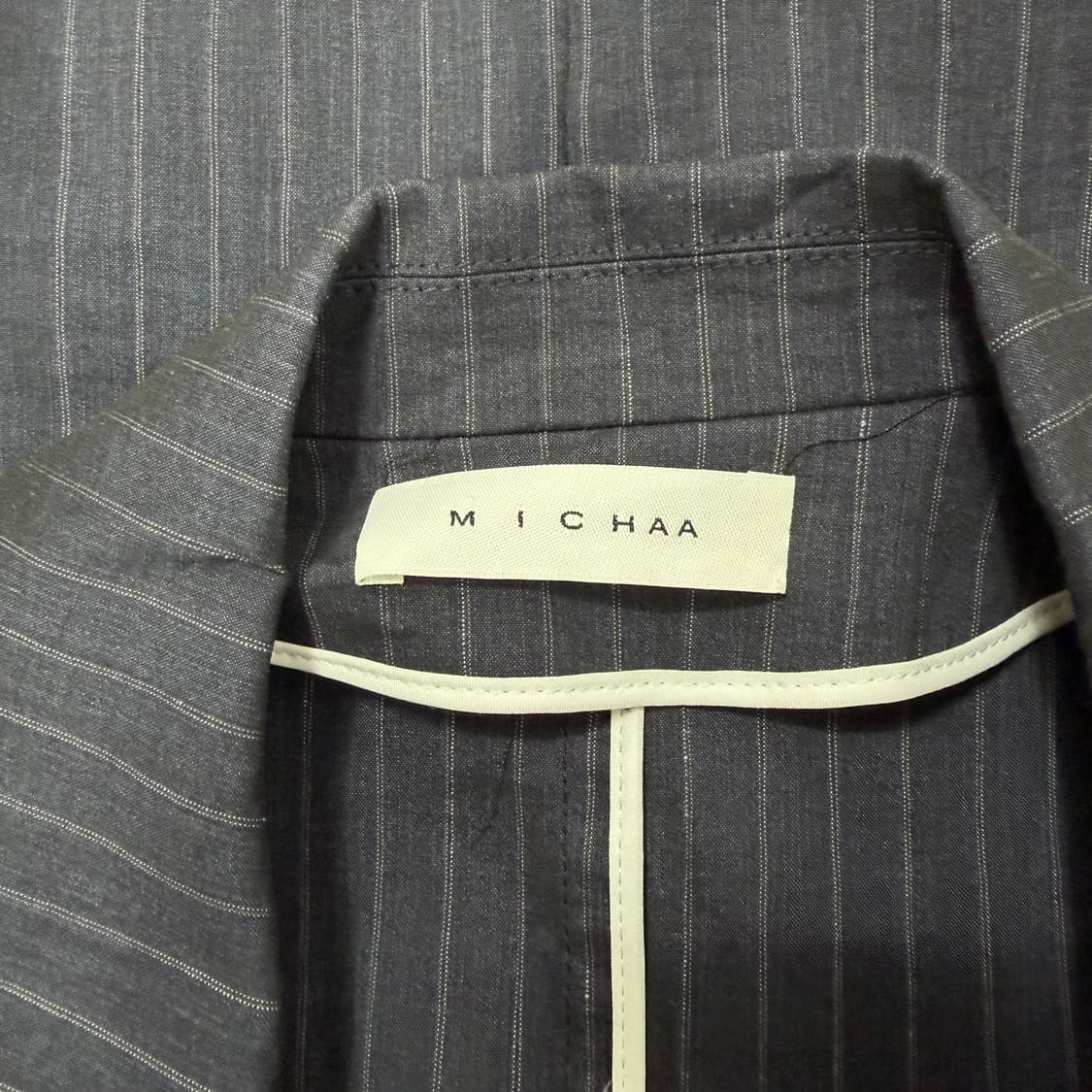 미샤 스트라이프 싱글 버튼 린넨 반팔 자켓 상품이미지5