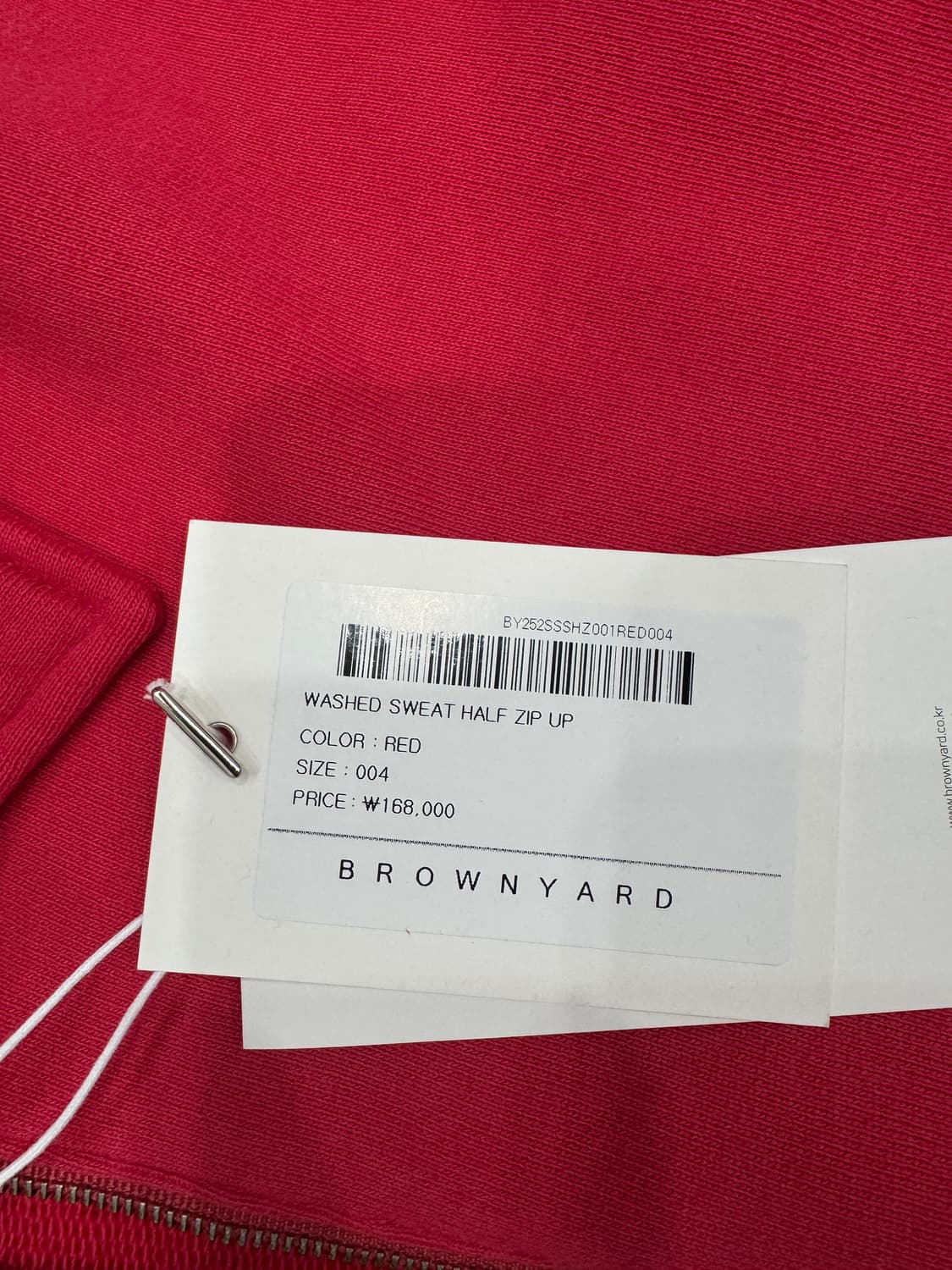 브라운야드 워시드 스웻 하프 집업 레드 4 사이즈 상품이미지3