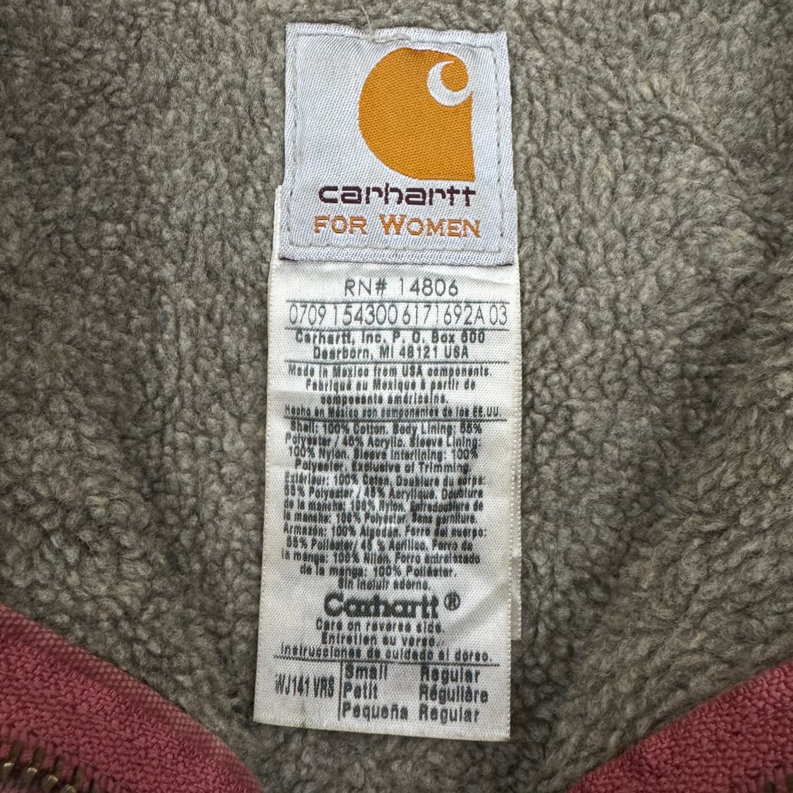 칼하트 OG W141 VRS 살몬 핑크 덕액티브 후드 워크자켓 J130 상품이미지9