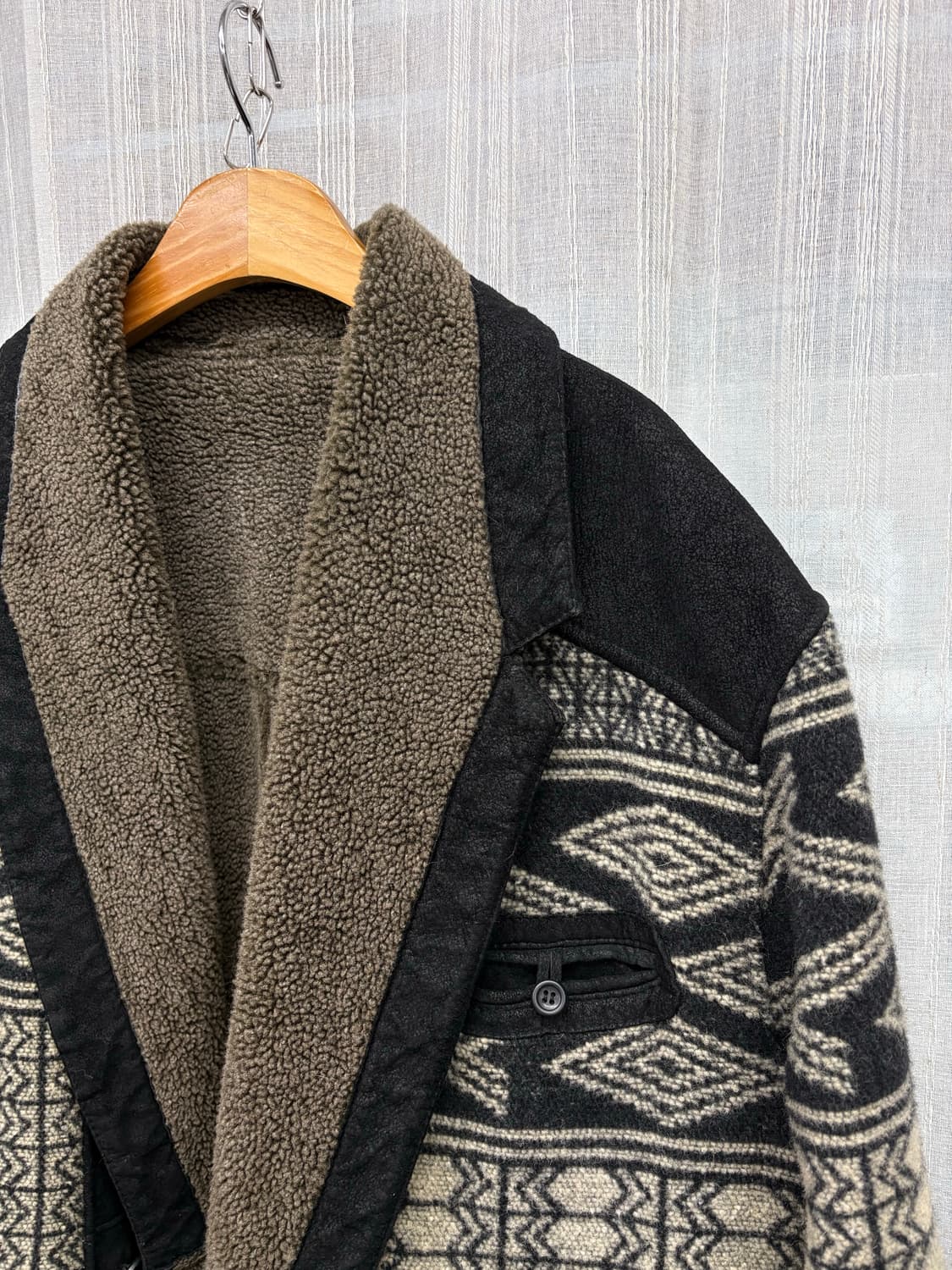 Jean Philippe 에스닉 패턴 쉐르파 숄카라 무스탕 자켓 상품이미지8