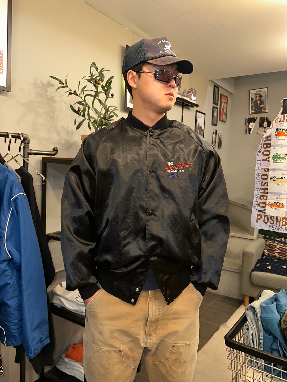 90’s Chevrolet logo satin bomber jakcet 상품이미지3