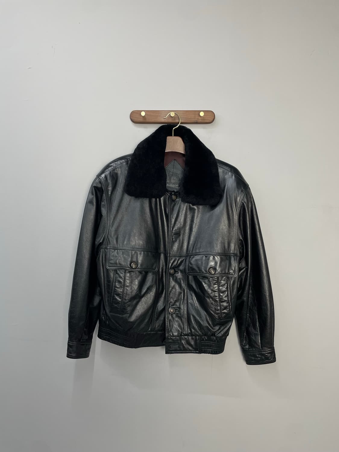 빈티지 블랙 레더자켓 (퍼 탈부착가능) H1199 상품이미지2