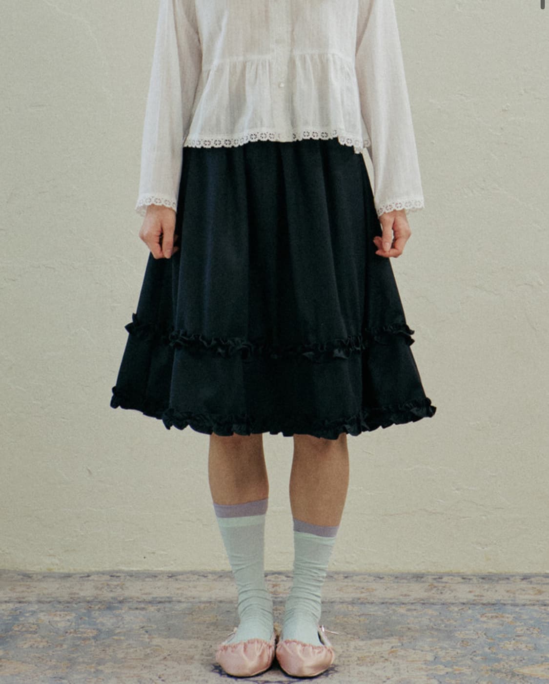 호쿠프포쿠스 젠틀 프릴 밴딩 스커트 상품이미지1