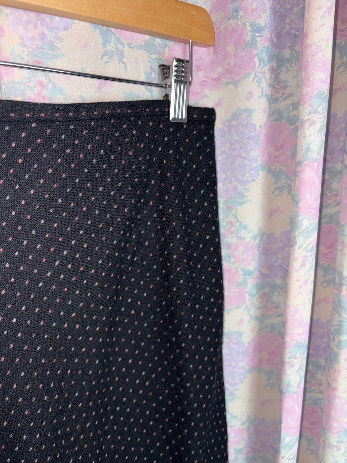 블랙 도트 울 미디 스커트 상품이미지7