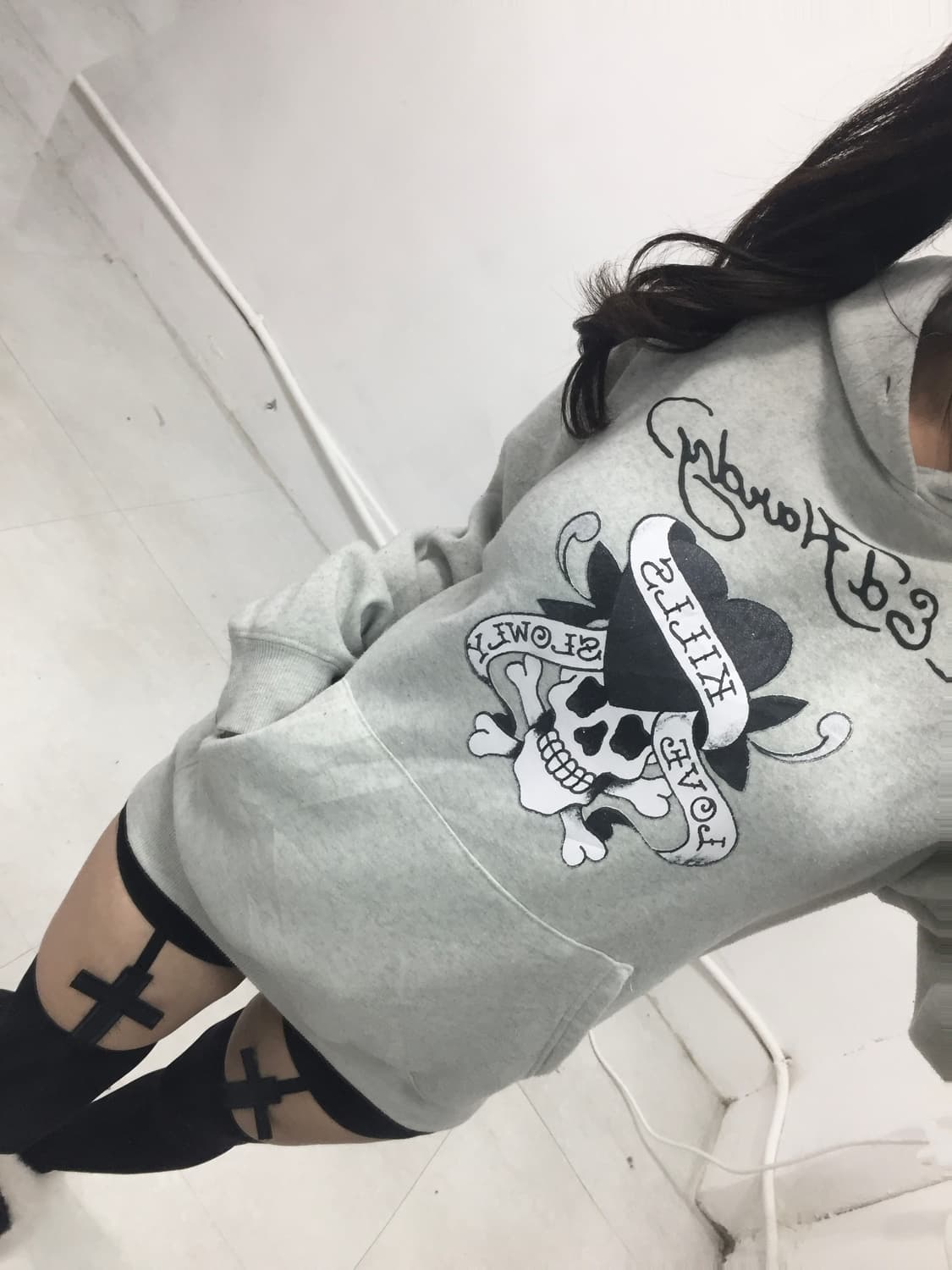 [ED HARDY] 에드하디 펑크 그레이 후드티 상품이미지2