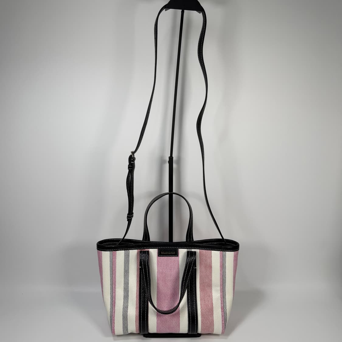 발렌시아가 바베스 스몰 이스트 웨스트 라피아 스타라이프 쇼퍼백 상품이미지10