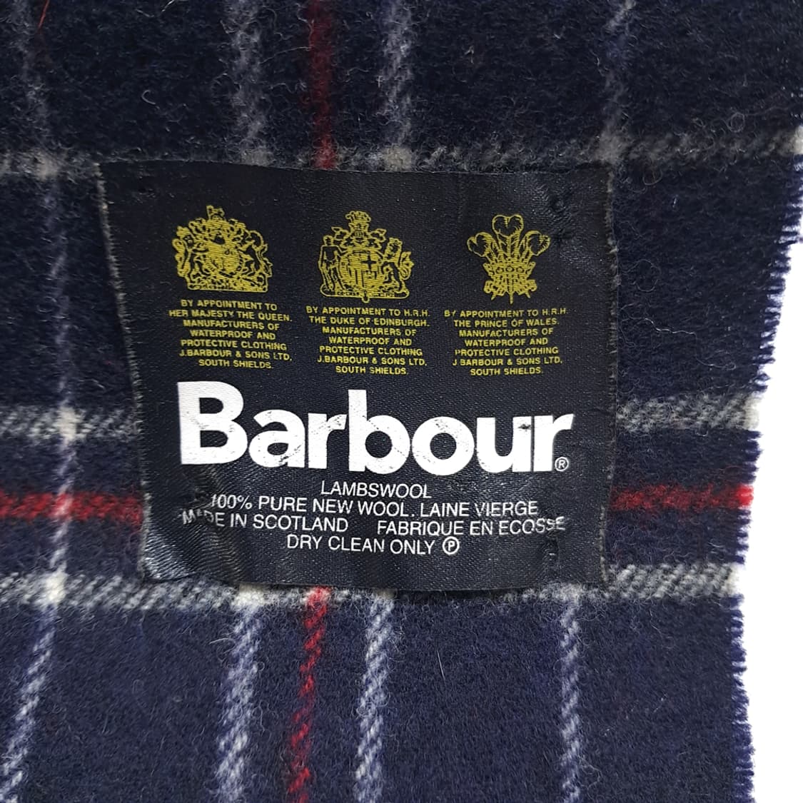 MX534 바버 90s 스코틀랜드판 램스울 타탄체크 네이비 머플러 목도 상품이미지4