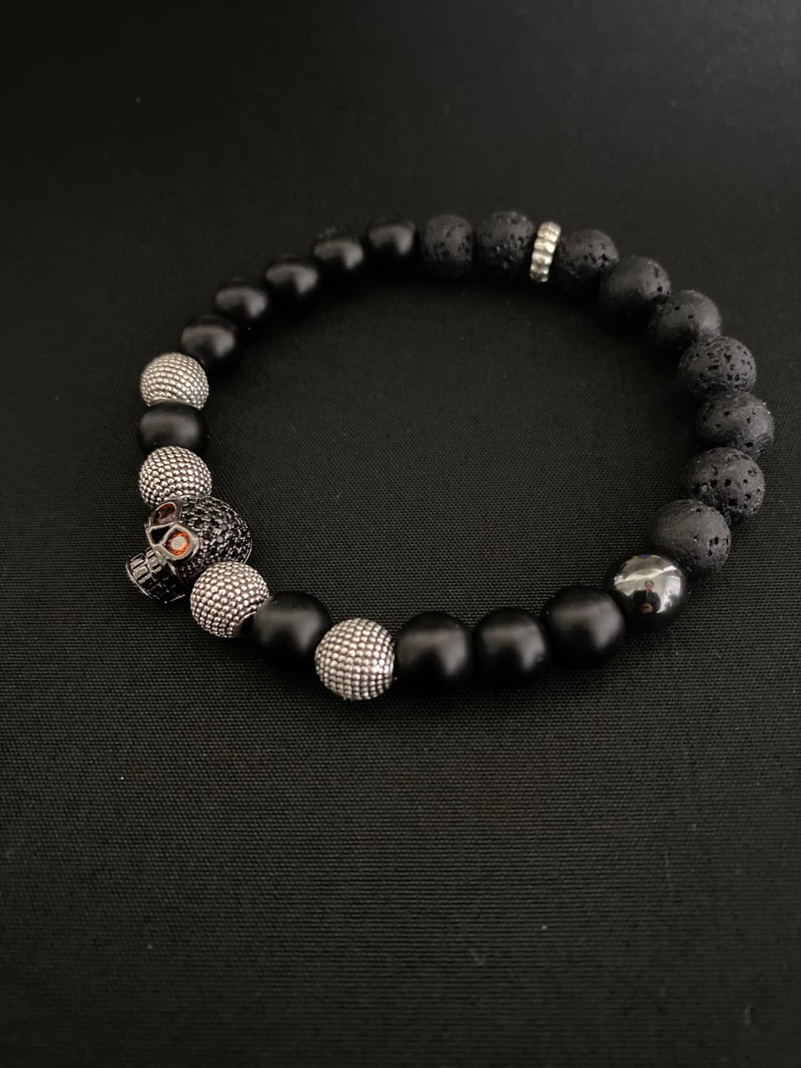 블랙 원석 믹스 스컬 팔찌 상품이미지3