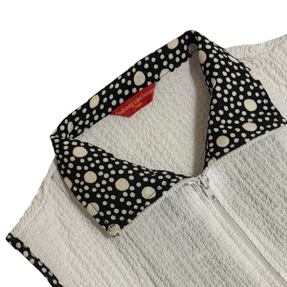 유니크 도트 카라 배색 빈티지 집업 베스트 상품이미지2