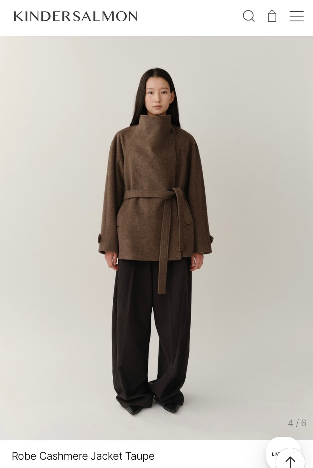 (새상품) 킨더살몬 Robe Cashmere Jacket Taupe 상품이미지4