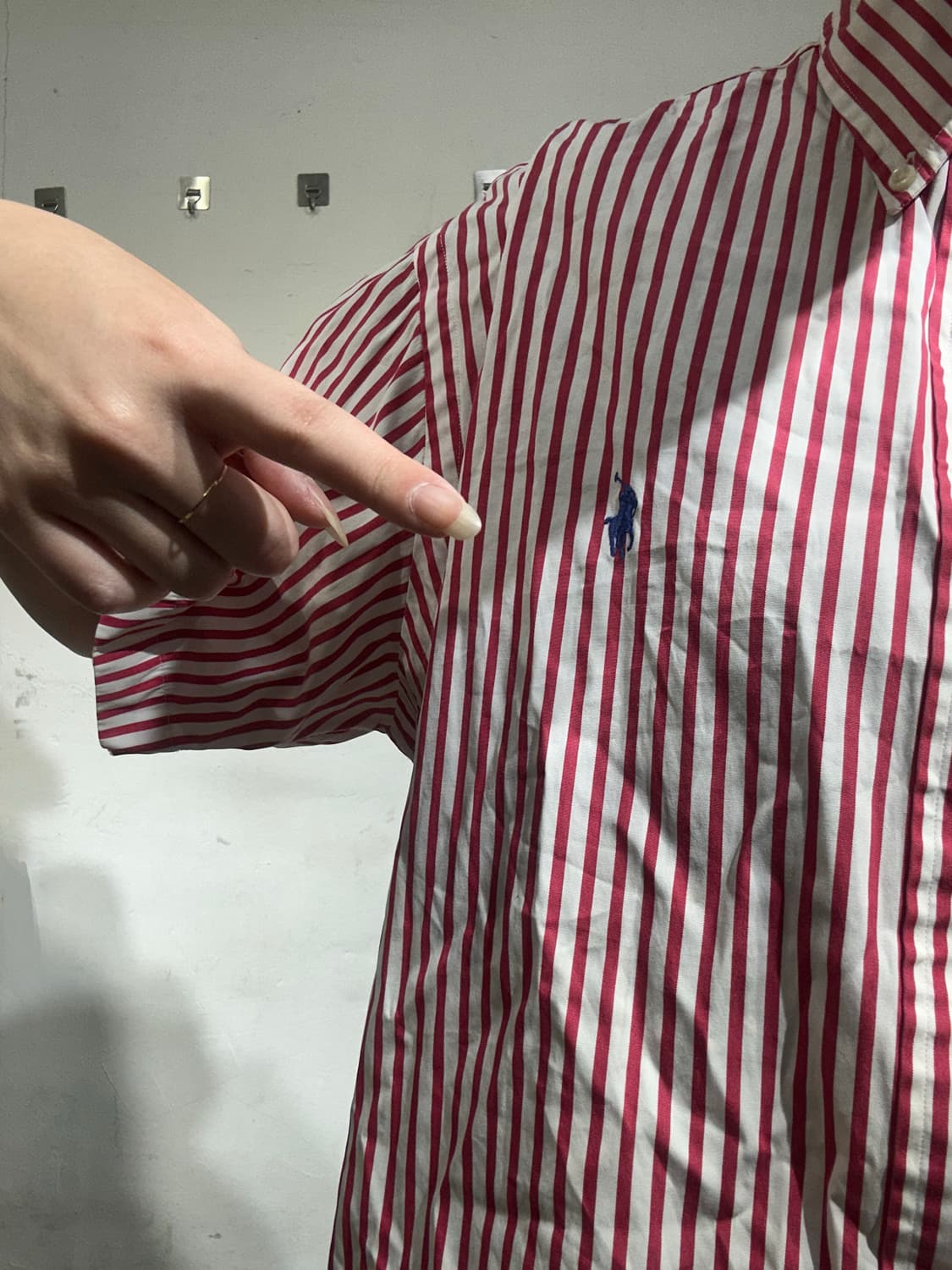 폴로 레드 스트라이프 커스텀 하프 셔츠 L 상품이미지4