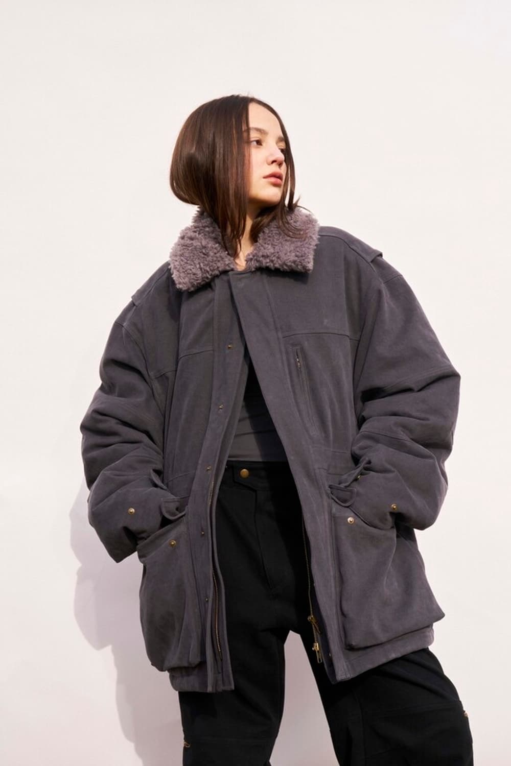 yiyae 워크 코트 페이드 차콜 상품이미지1