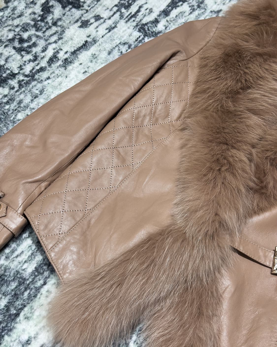 {Unknown} Rabbit Fur Leather Jacket 상품이미지6