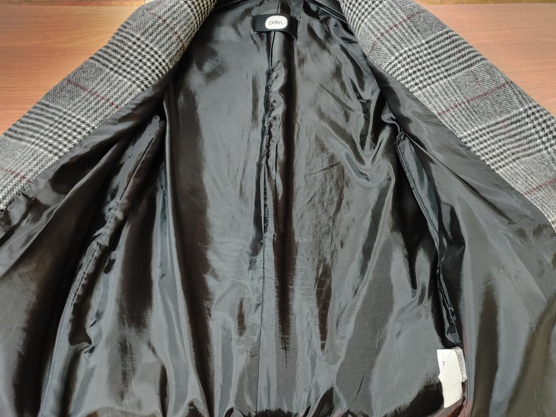 DEWL 듀얼 여성 모직 체크 롱코트 상품이미지5