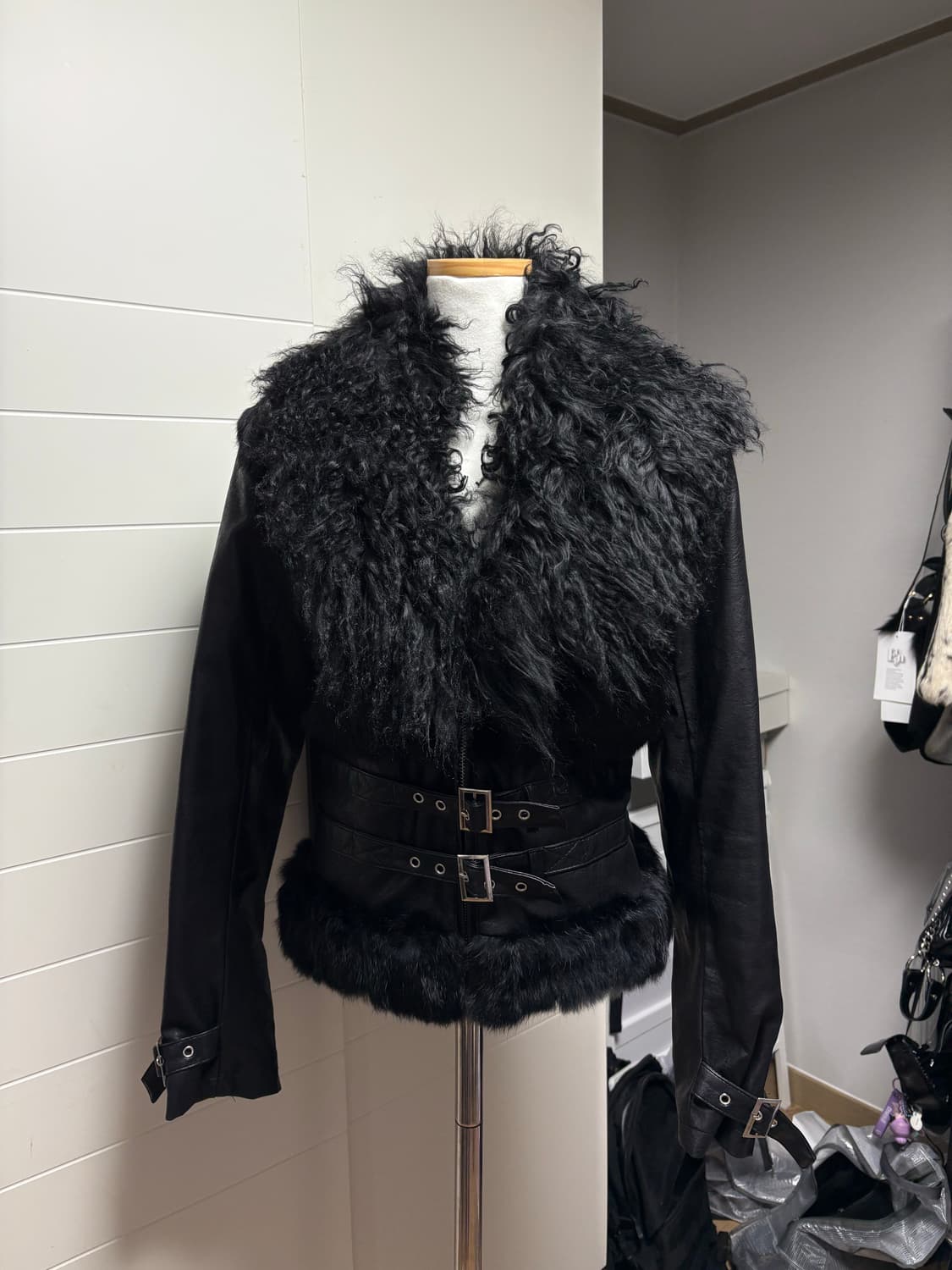 락시크 뽀글이 퍼 레더자켓 상품이미지1