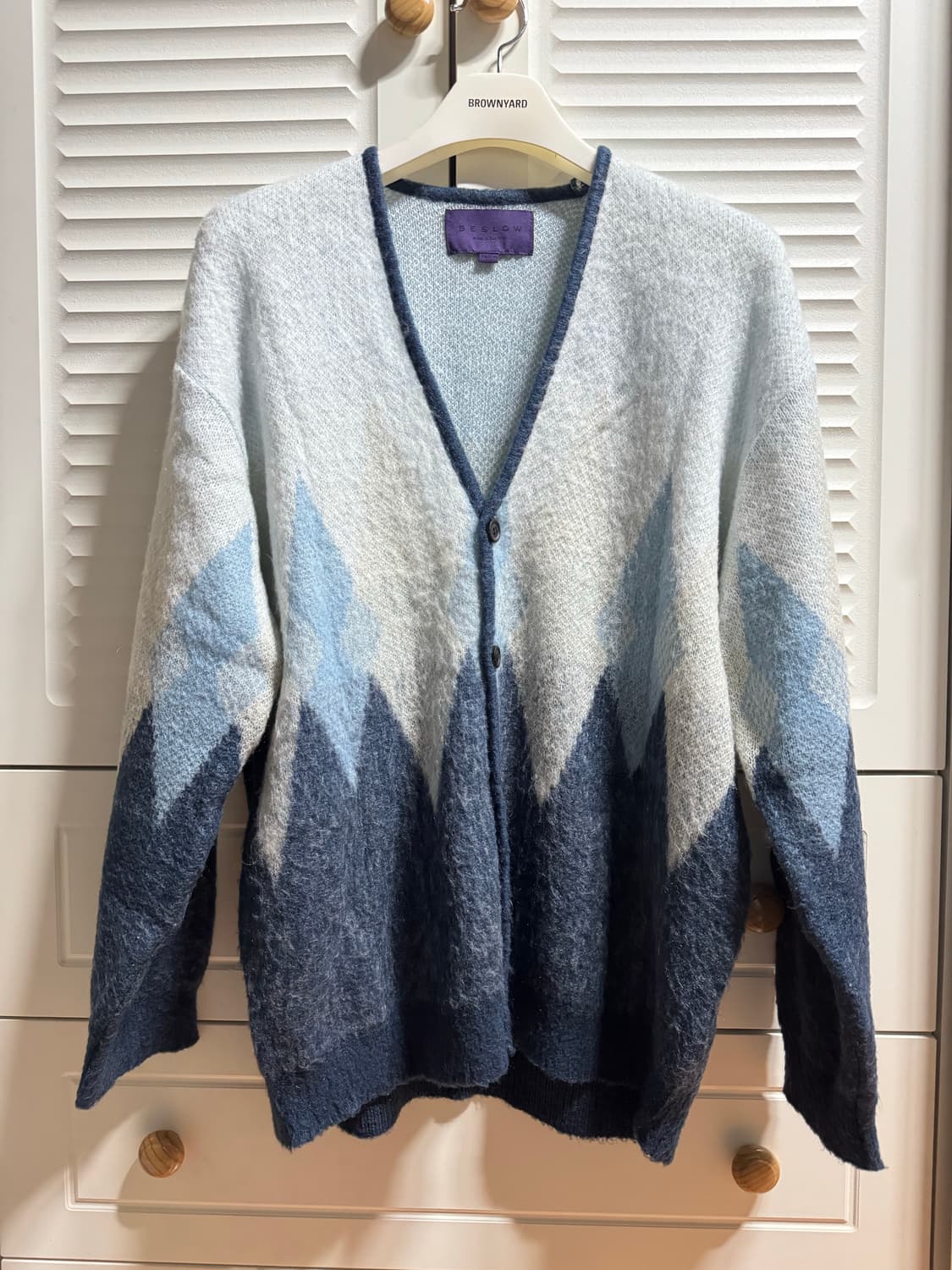 M 비슬로우 퍼플라벨 아가일 가디건 상품이미지1