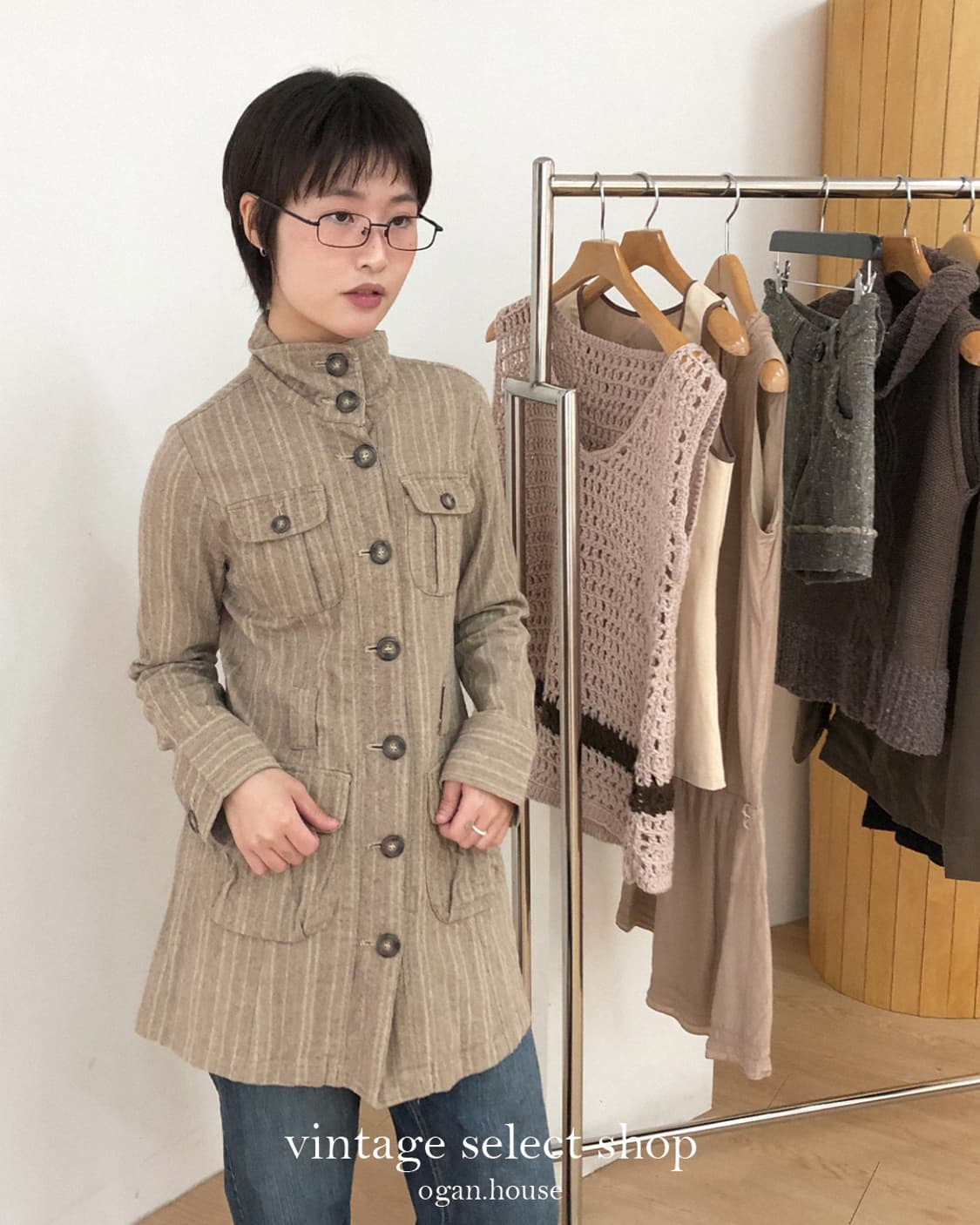 vintage herringbone stripe jacket 상품이미지1
