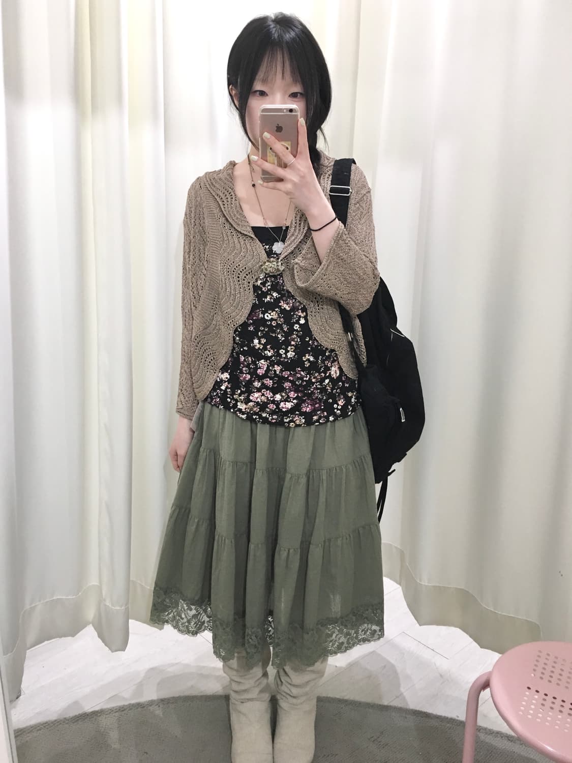 Crochet Cardigan with Corsage Brooch 상품이미지2