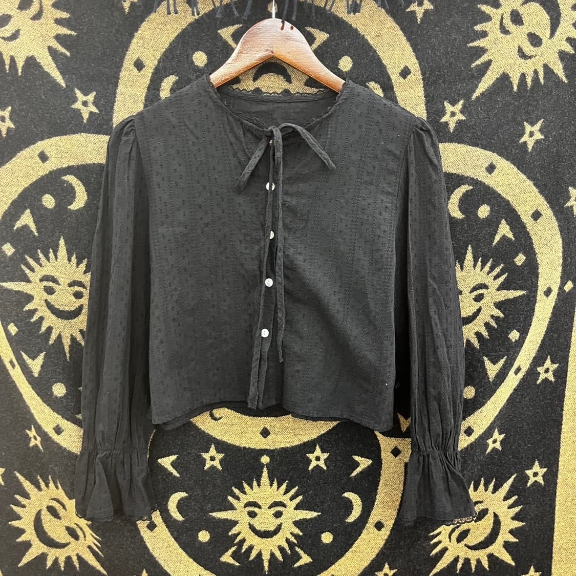 빈티지 로코코 펀칭 프릴 슬리브 리본 긴팔 블라우스 K0155 상품이미지3