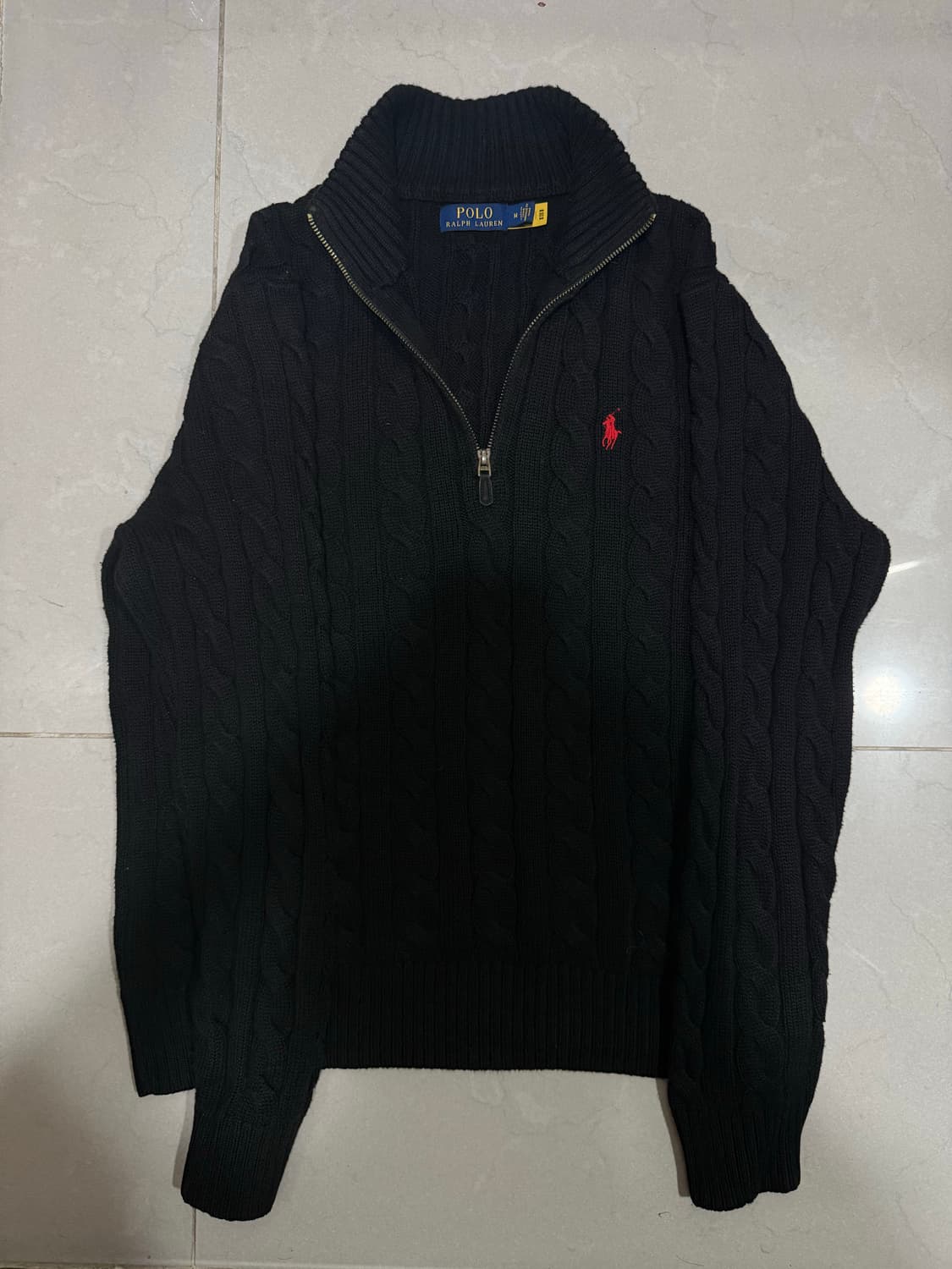 [당일출고,M사이즈] 신형택 폴로 케이블 니트 반집업  상품이미지1