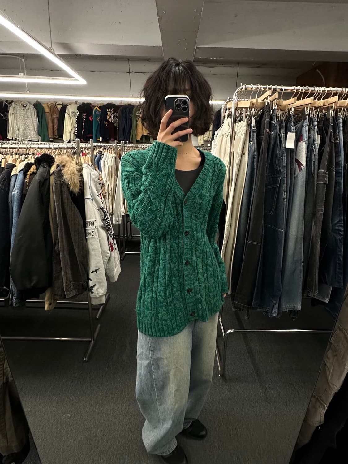 OS)INGNI 빈티지 여성 꽈배기 패턴 롱 가디건 상품이미지1