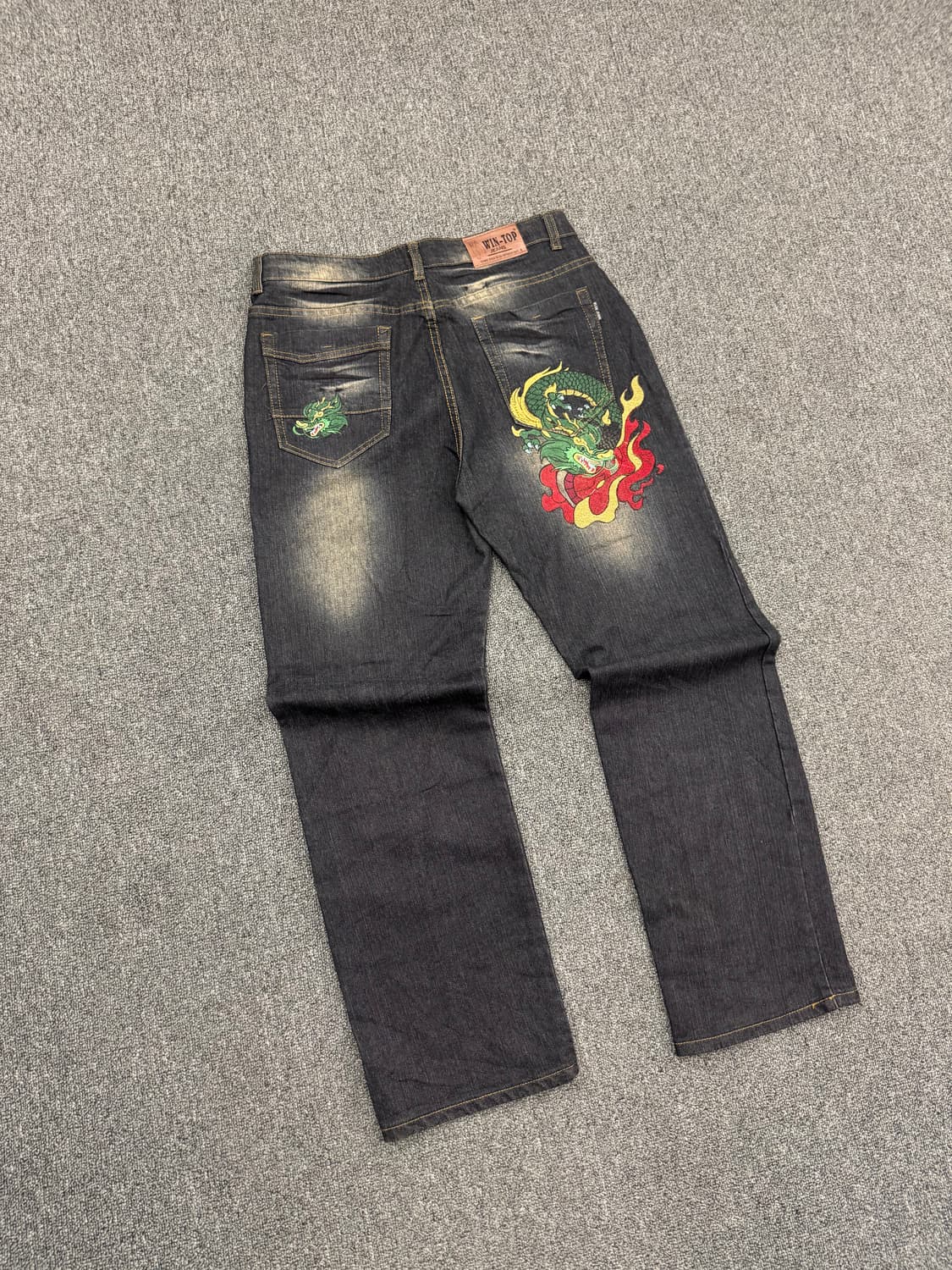 Win-Top jeans 빈티지 포켓 드래곤 자수 흑청데님팬츠 상품이미지4