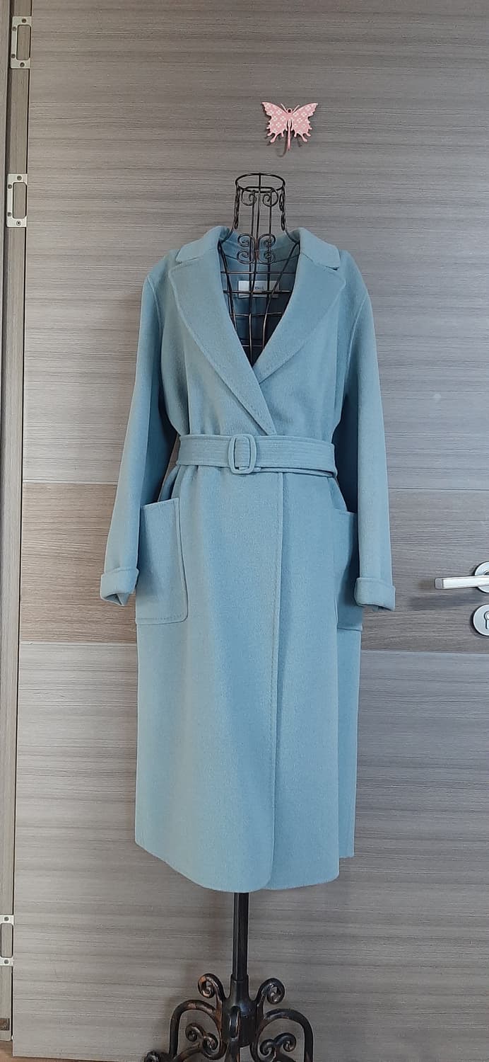 듀엘 핸드메이드 민트 캐시미어 블랜딩 벨트코트 상태굿 상품이미지1