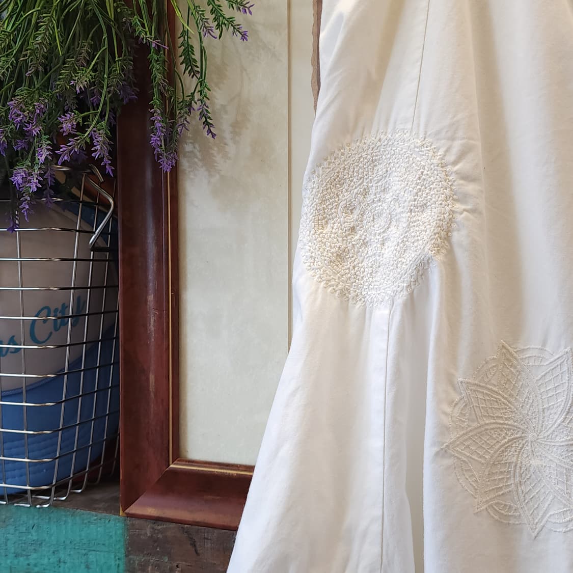 90s 빈티지 스커트 유럽  화이트 스커트 자수 스커트 상품이미지4