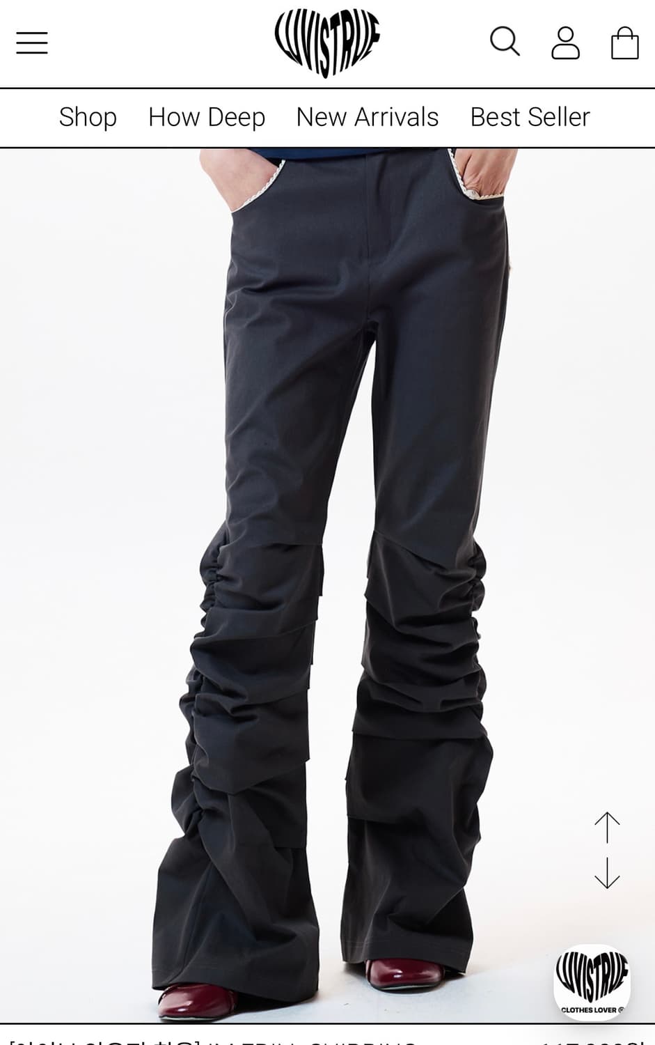 러브이즈트루 IM FRILL SHIRRING PANTS(CHARCOAL) 상품이미지1