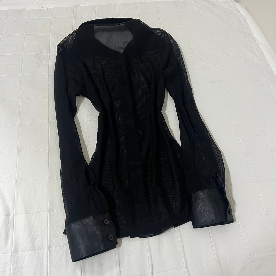 {Egoist} 블랙 시스루 셔츠 상품이미지3