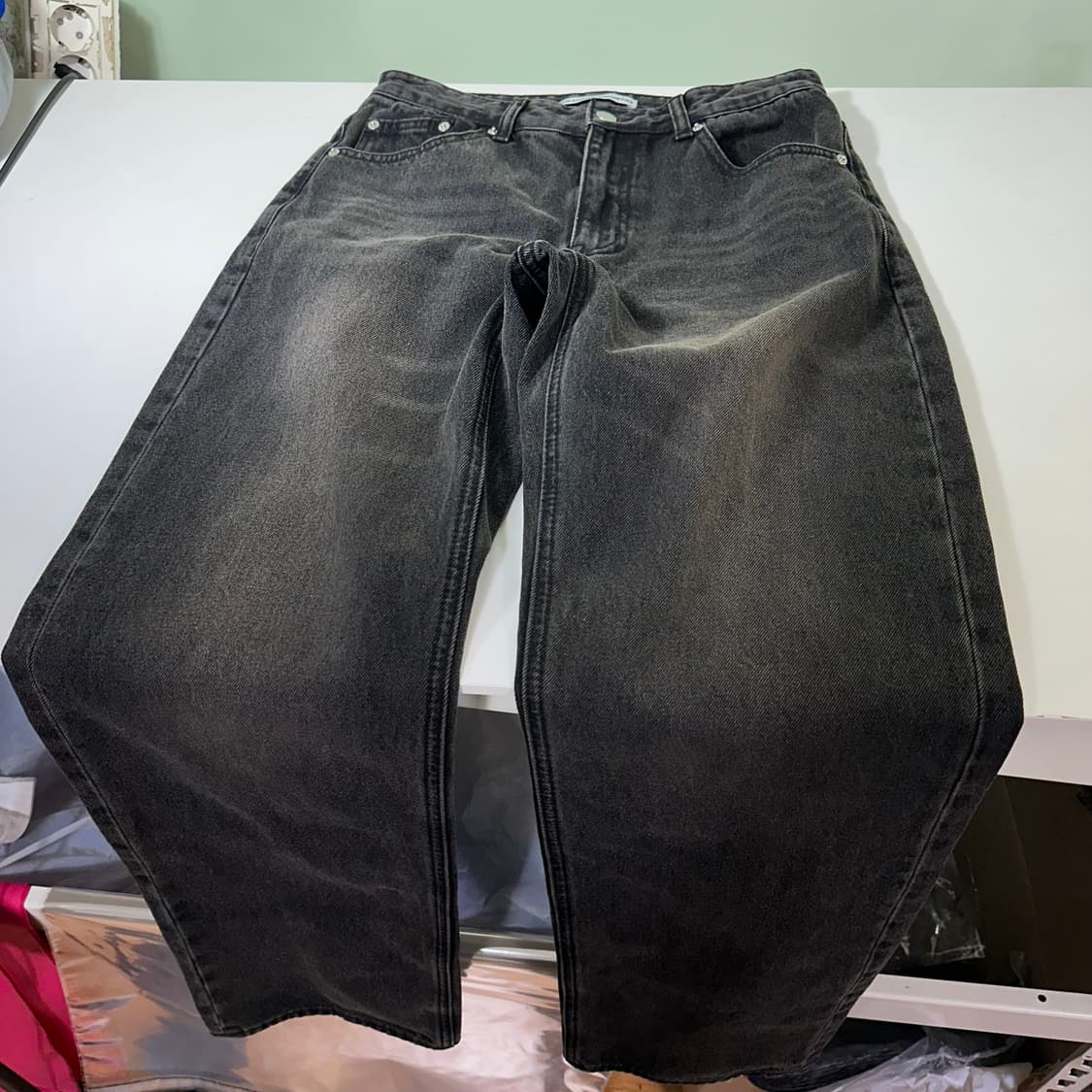 S 브렌디드 인더스트리 빈티지블랙 워시드 일자핏 데님팬츠 상품이미지3