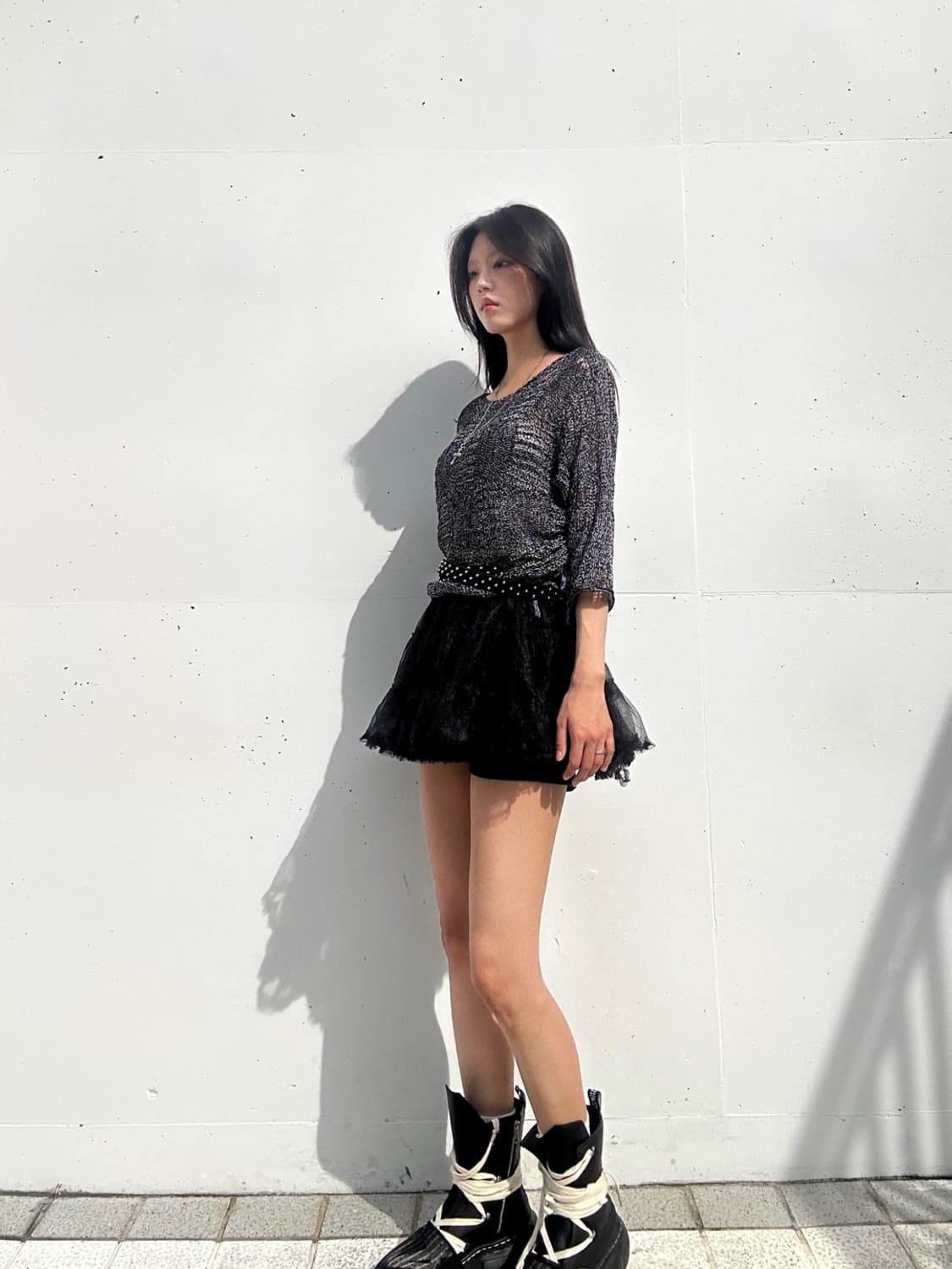 Sha banding mini skirt / black 상품이미지7