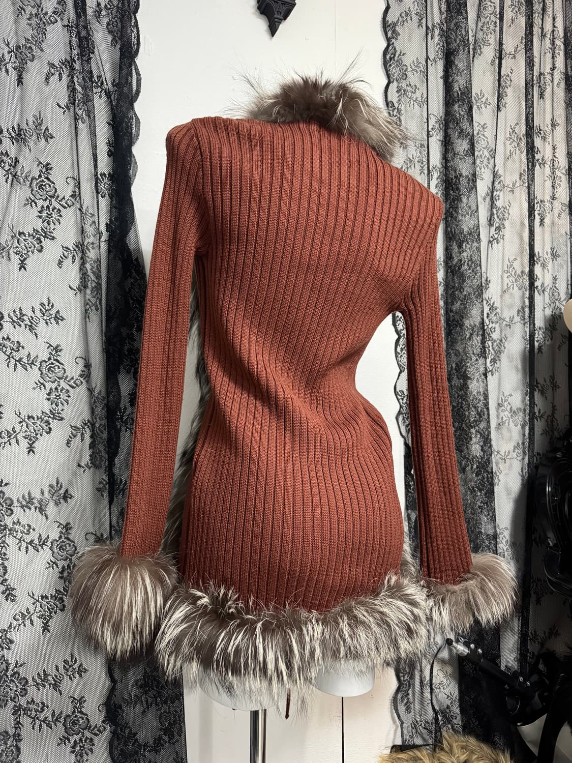 Fox fur knit cardigan 상품이미지3