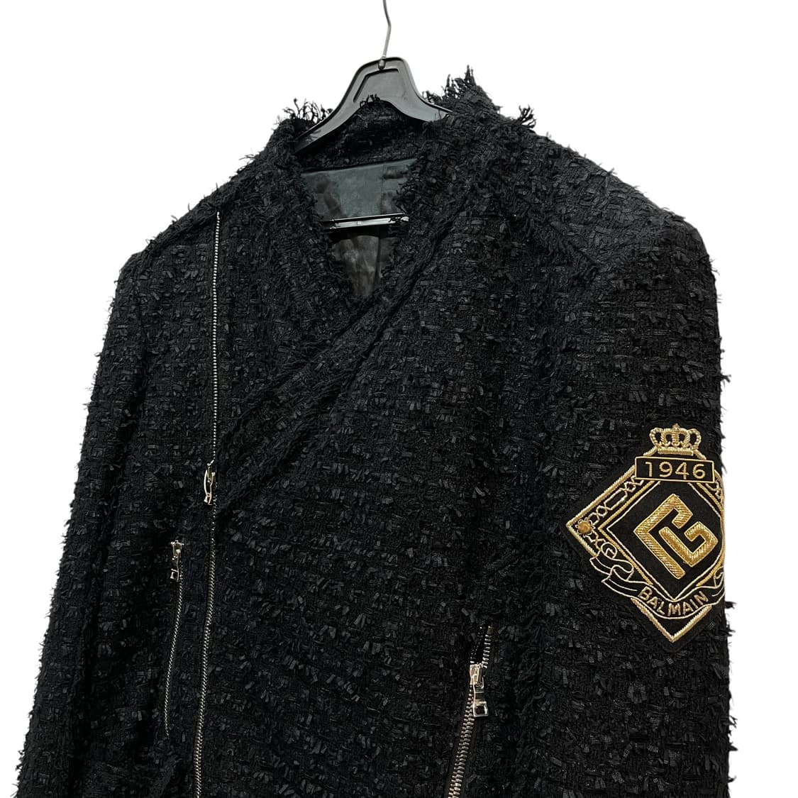 Balmain Black Tweed Biker Jacket 상품이미지5