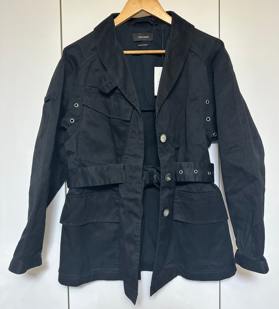 이자벨마랑 블랙 벨티드 유니크자켓 정품 상품이미지1