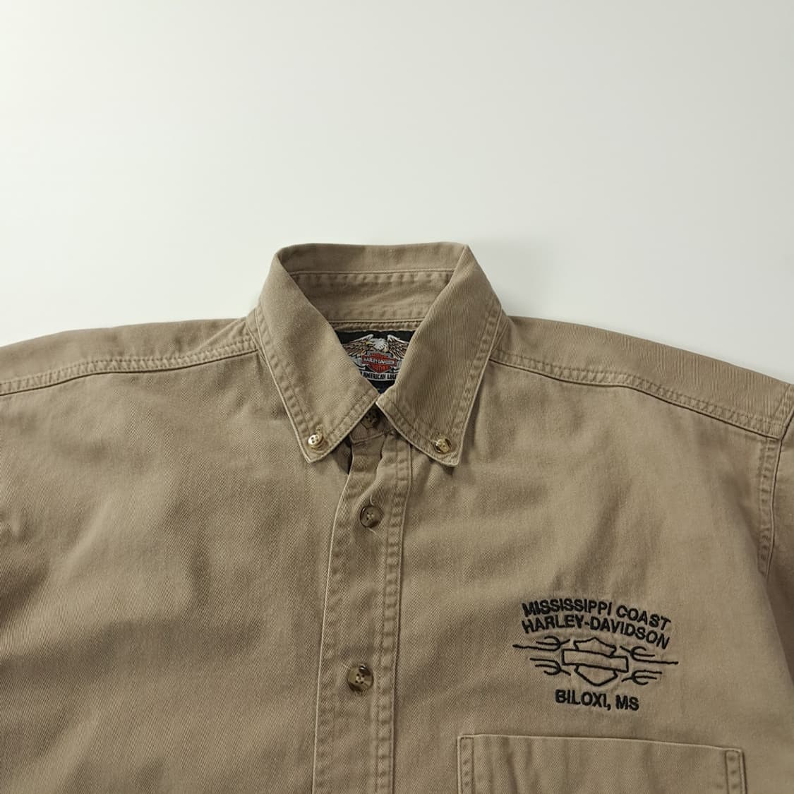 CK230 S 할리데이비슨 90s 샌드베이지 반팔 셔츠 남방 상품이미지2