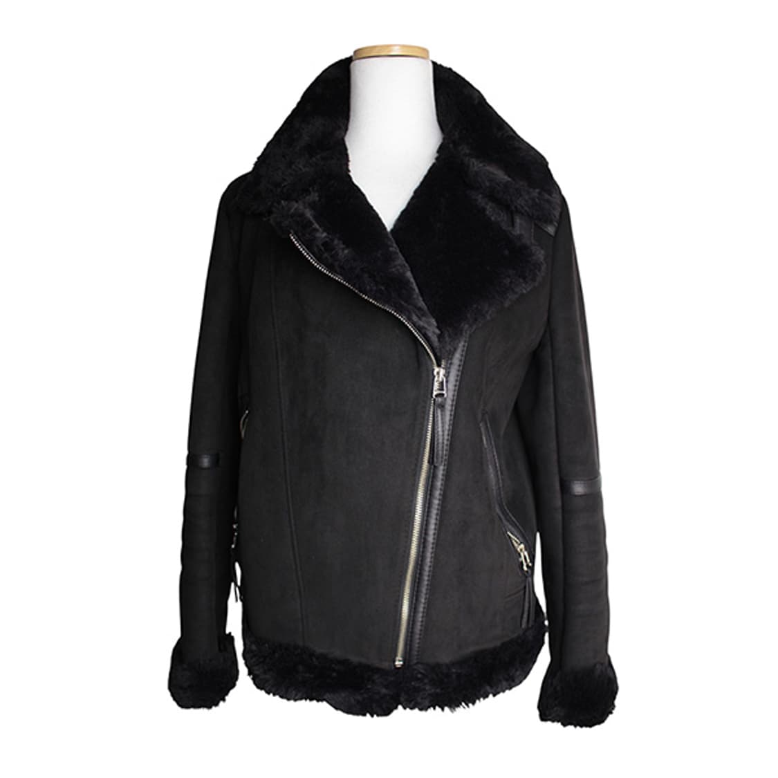 주시주디 블랙 무스탕 스타일 페이크 퍼 자켓 44, 55 상품이미지1