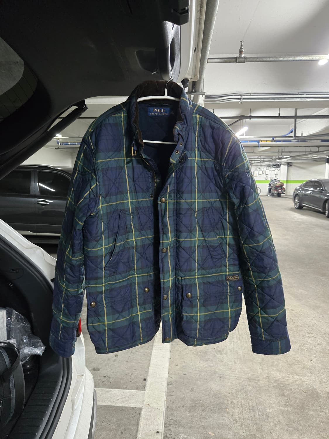 폴로 랄프로렌 퀼팅 자켓 타탄체크 M 사이즈 팝니다 상품이미지1