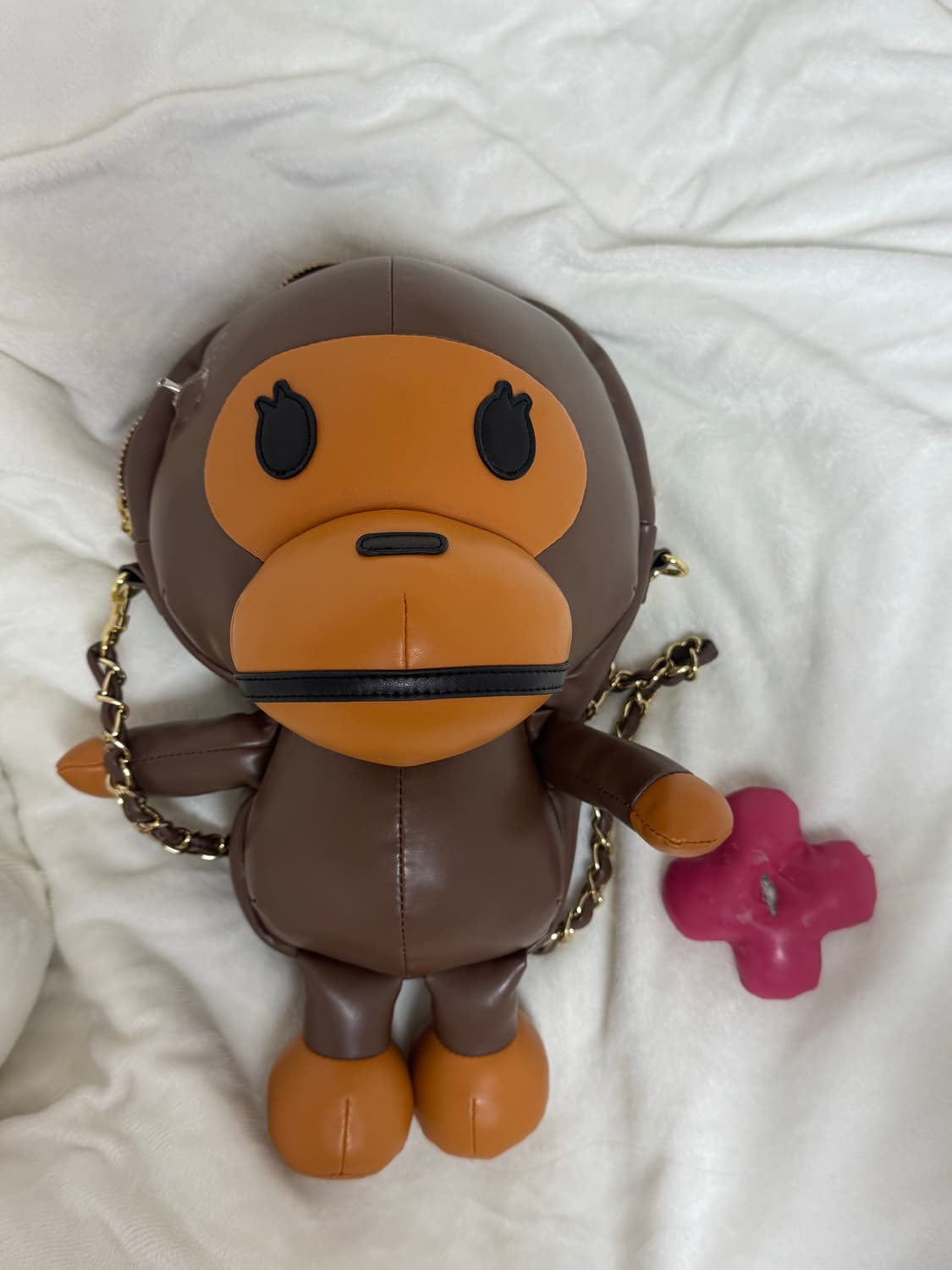 (W) 베이프 베이비 리사 플러시 돌 체인 숄더백 브라운 상품이미지1