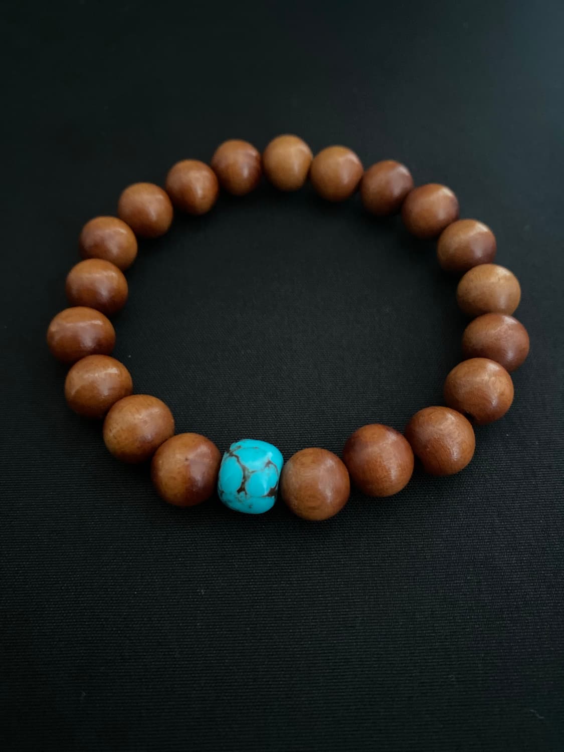 천연 우드 터키석 단주 팔찌 상품이미지2