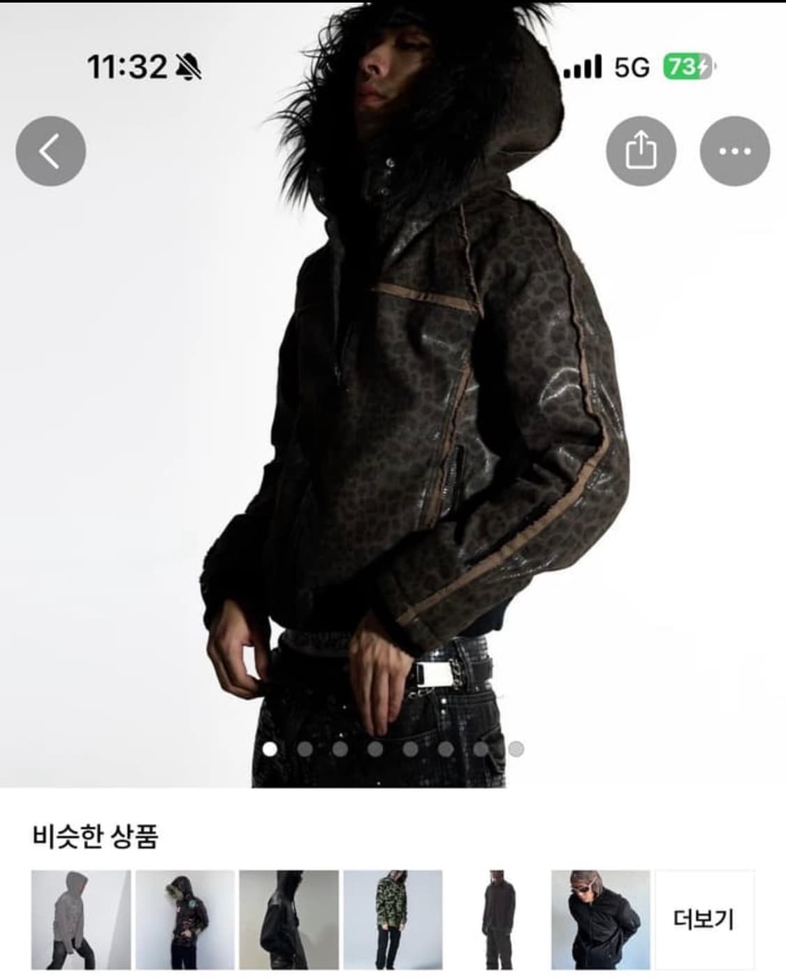 Leopard Glossy Fur Hood Jacket 상품이미지1
