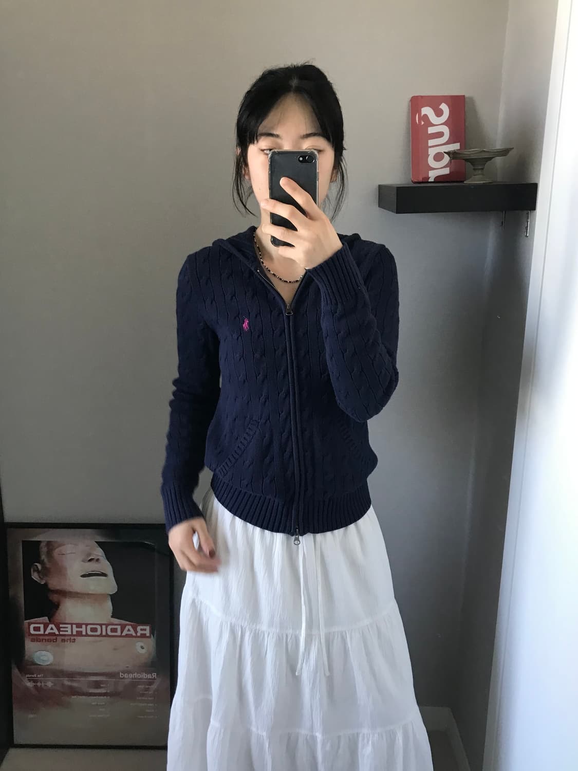 대장급 폴로 랄프로렌 포니 로고 네이비 케이블 니트 후드집업 상품이미지4