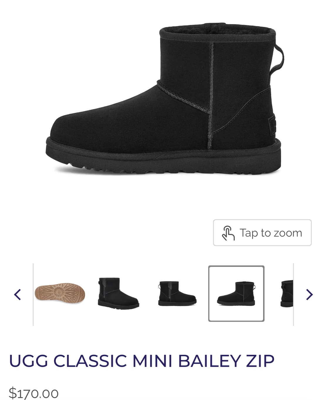 230 235 풀박 새상품 어그 미니 베일리 지퍼 블랙 앵클 부츠 방한 상품이미지1