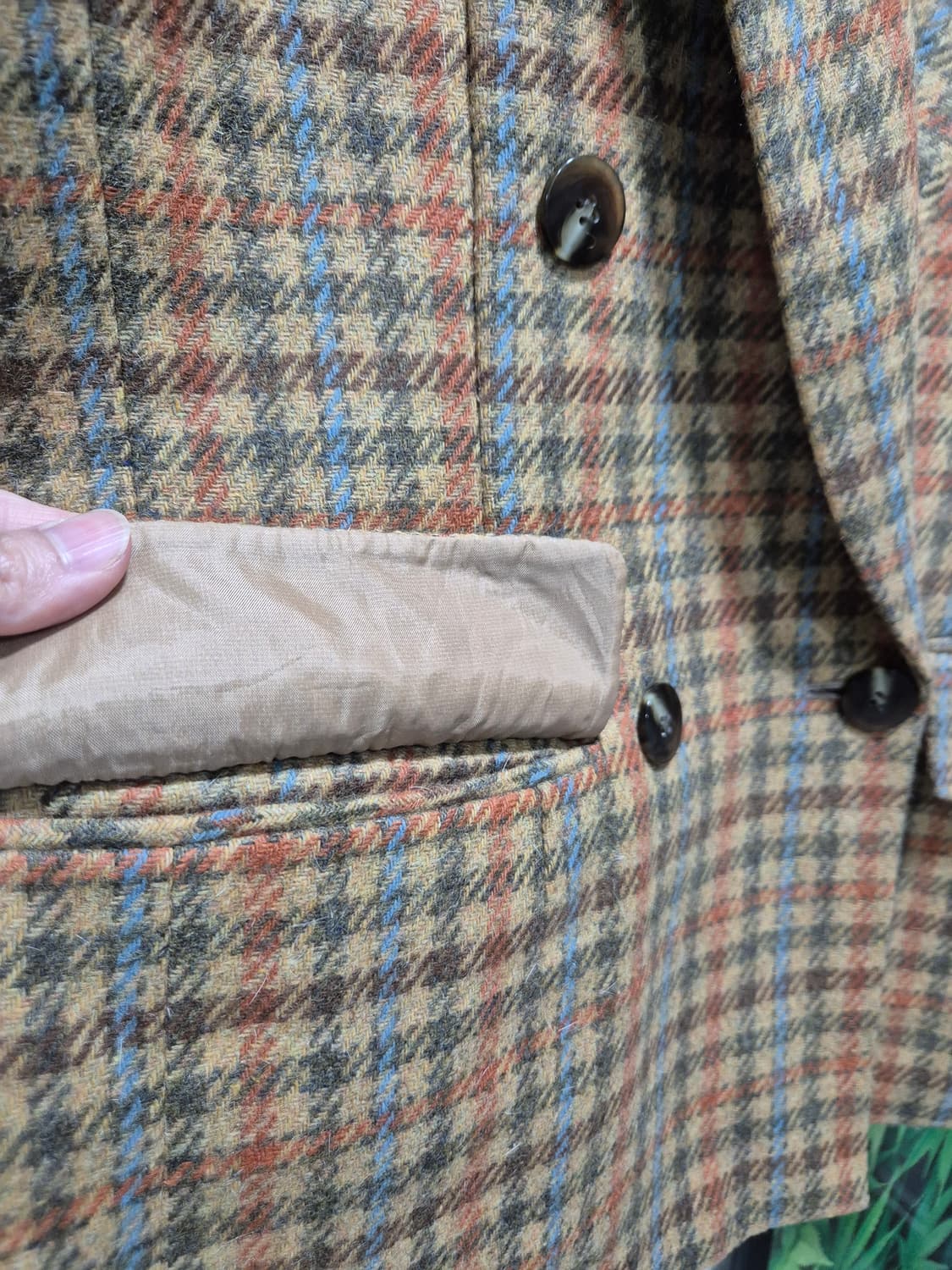 체크 패턴 더블 버튼 자켓 브라운 상품이미지4