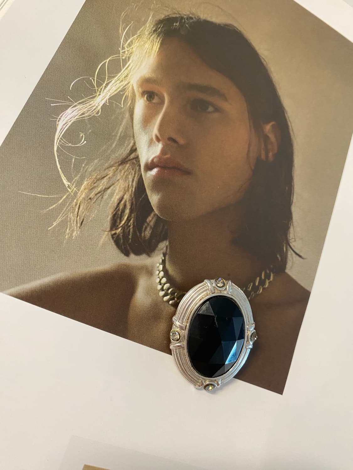 빈티지 오벌 블랙 스톤 브로치  상품이미지4