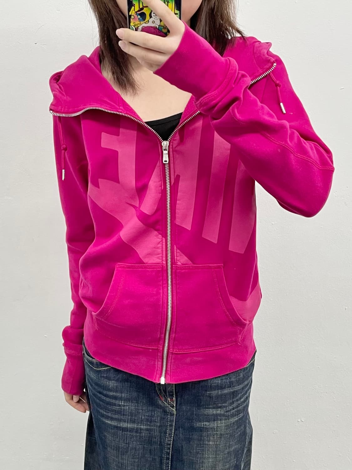 마젠타 나이키 로고 후드집업 상품이미지4