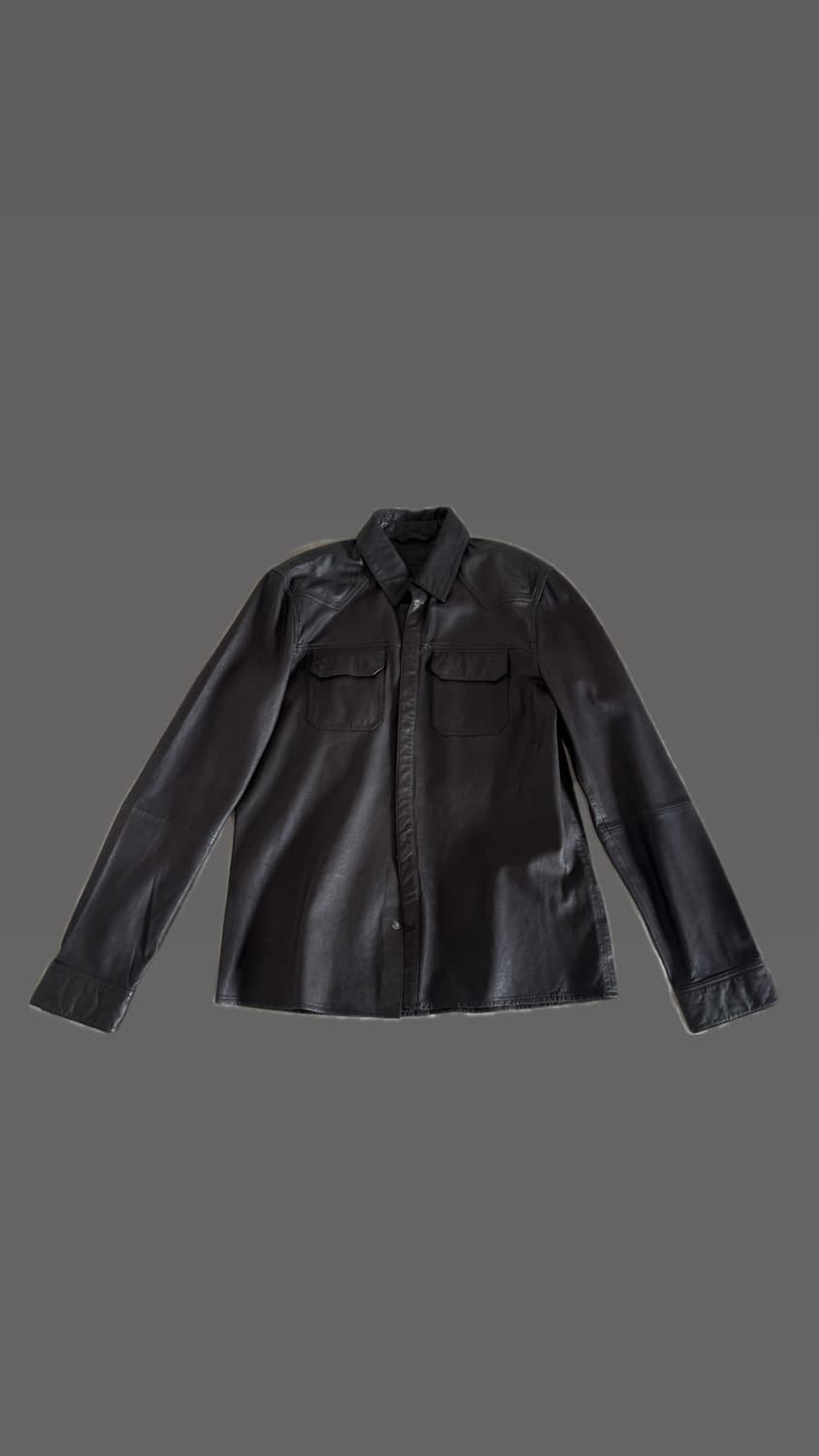 올세인츠 Ivan 양가죽 레더셔츠 M / 미사용 / 고급 다크브라운 상품이미지2