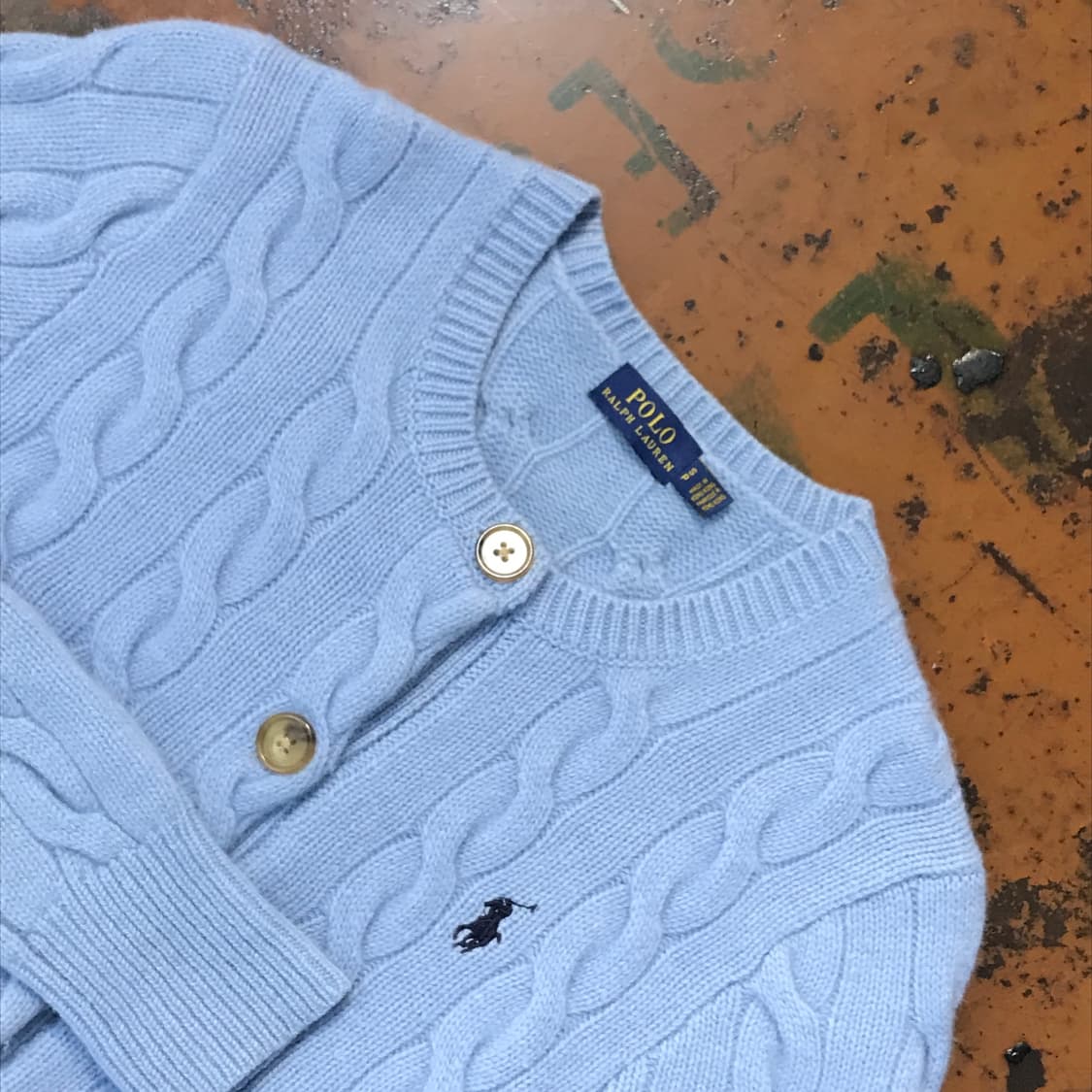 폴로랄프로렌 소라색 라운드넥 케이블 가디건 여성 55 사이즈 상품이미지3